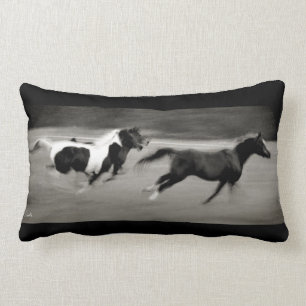 Three Galloping Horses Lumbar Pillow