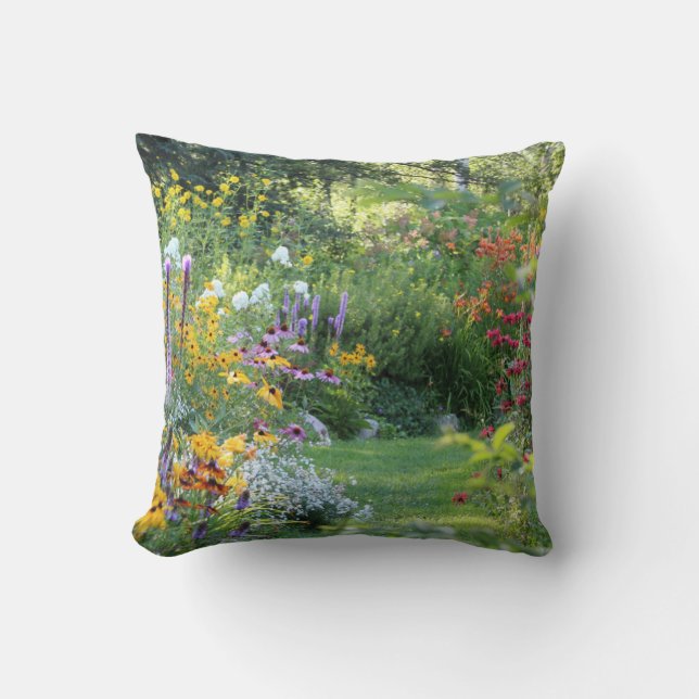 Three Gardens Meet Throw Pillow (Front)