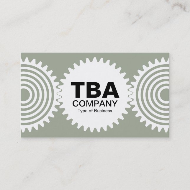 Three Gears v3 - White and Desert Sage Business Card (Front)