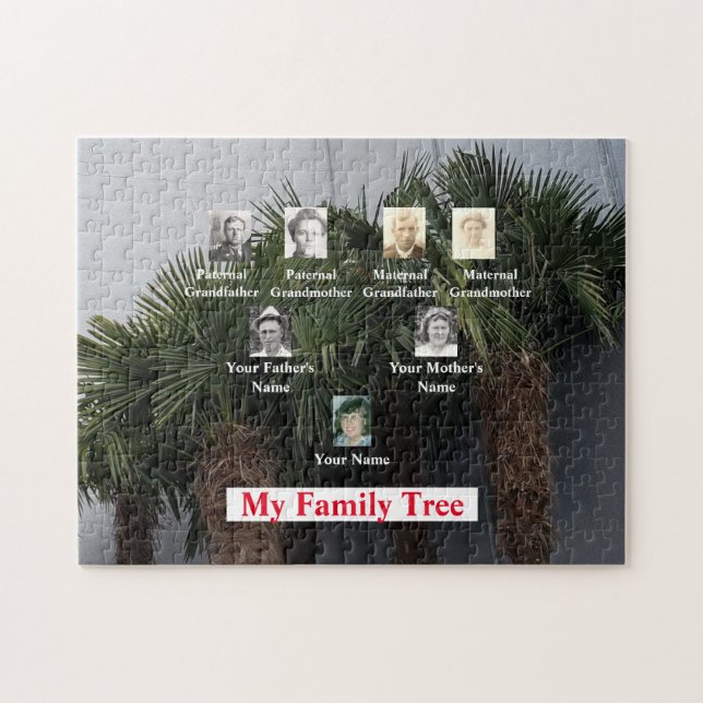 Three Generation Family Tree with Palm Trees Jigsaw Puzzle (Horizontal)