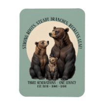 Three Generations Family Tree Folk Art Bear Magnet