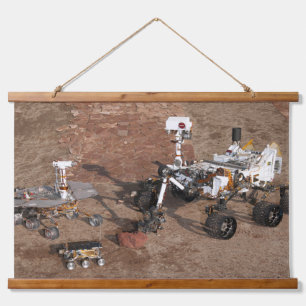 Three Generations Of Mars Rovers. Hanging Tapestry