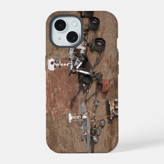 Three Generations Of Mars Rovers. iPhone 15 Case (Back)