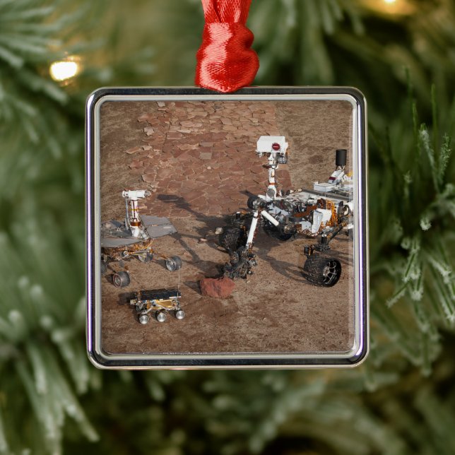 Three Generations Of Mars Rovers. Metal Ornament (Tree)
