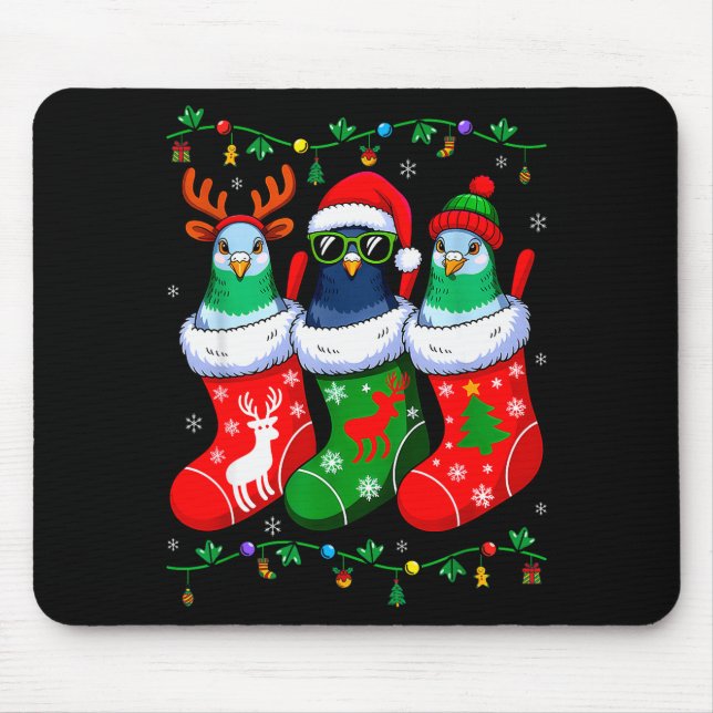 Three Geon In Christmas Socks Matching Xmas Pajama Mouse Pad (Front)