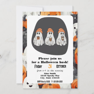Three Ghost Halloween Bash Party Invitation