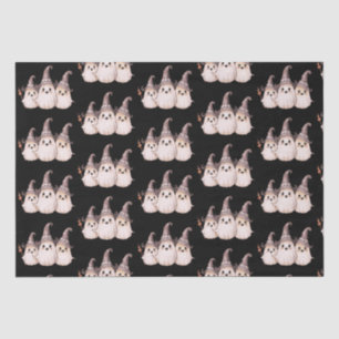 Three Ghosts Grey Witch's Hats Pattern Halloween Tissue Paper
