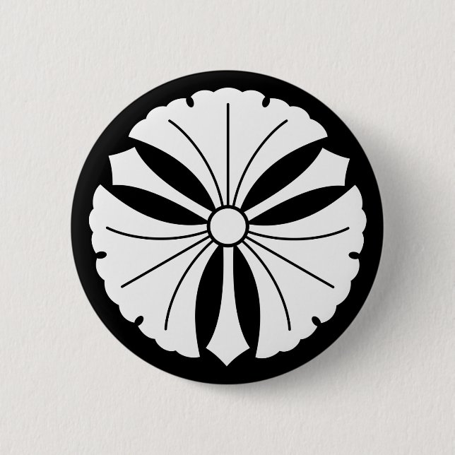 Three ginkgo leaves with swords 2 inch round button (Front)