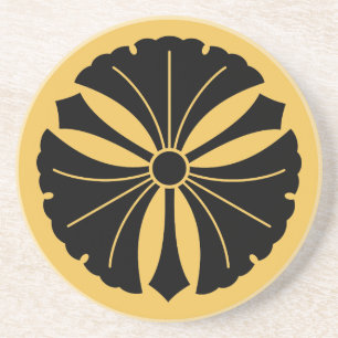 Three ginkgo leaves with swords coaster