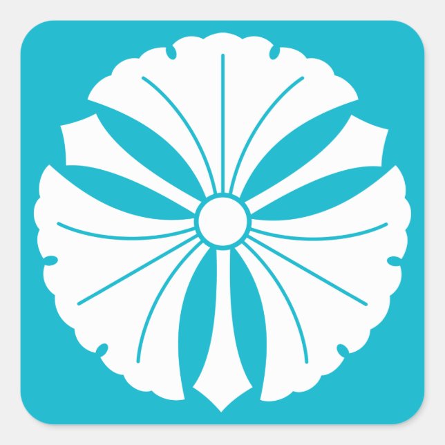 Three ginkgo leaves with swords square sticker (Front)