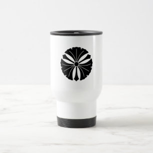 Three ginkgo leaves with swords travel mug