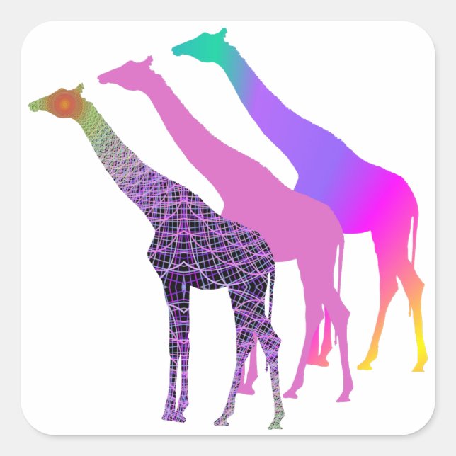 Three Giraffes Design 5 Square Sticker (Front)