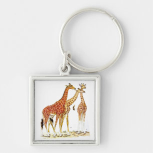 Three Giraffes Illustration Keychain