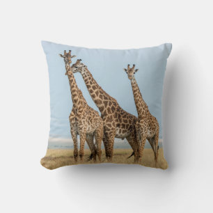 Three Giraffes Posing Throw Pillow