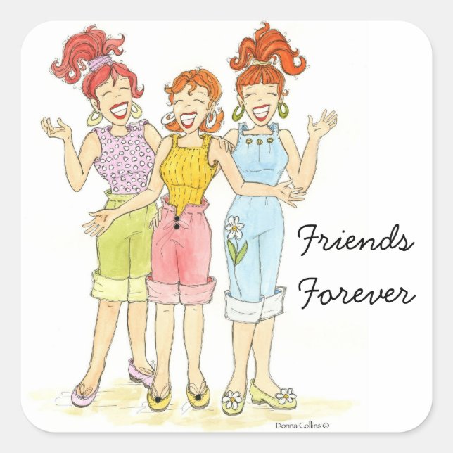 Three girl friends forever sticker (Front)
