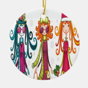 Three girls design ceramic ornament