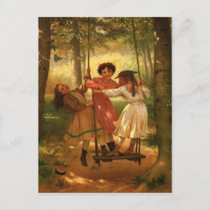Three Girls on a Swing Postcard