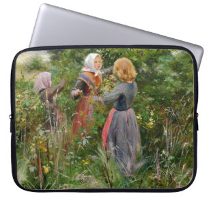 Three Girls Picking Blackberries (by Brendekilde) Laptop Sleeve