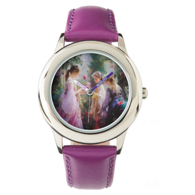 Three girls playing in a garden  watch (Front)