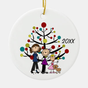 Three GIrls, Two Dogs Holiday Ornament