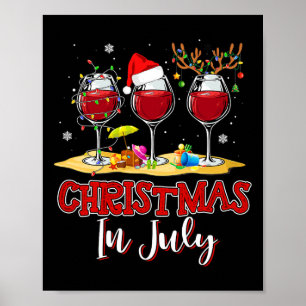 Three Gl Of Red Wine Funny Drinker Christmas In Ju Poster