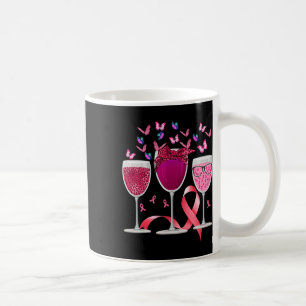 Three Gl Wine Breast Cancer Awareness Pink Ribbon Coffee Mug