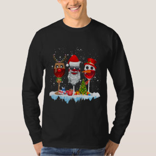 Three Glass of Red Wine Santa Hat Christmas For T-Shirt