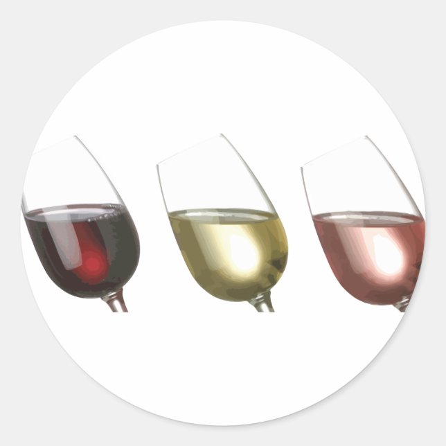 Three Glasses of Wine Custom Classic Round Sticker (Front)