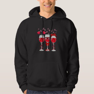 Three Glasses Wine Heart Funny Couple Valentines D Hoodie