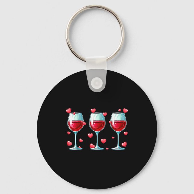 Three Gles Of Wine Valentine's Day Couple Funny Dr Keychain (Front)