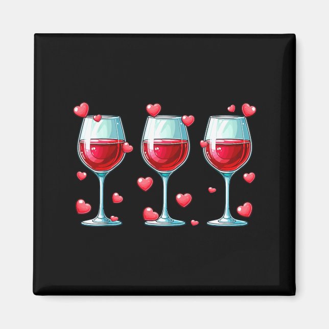 Three Gles Of Wine Valentine's Day Couple Funny Dr Magnet (Front)