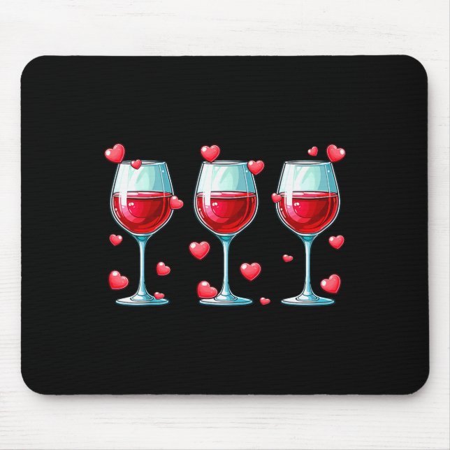 Three Gles Of Wine Valentines Day Couple Funny Dri Mouse Pad (Front)