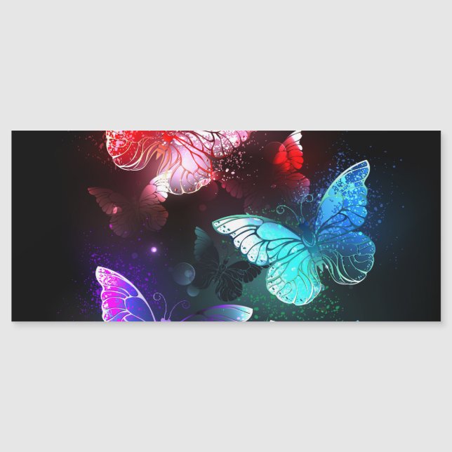 Three Glowing Butterflies on night background (Front)