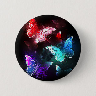 Three Glowing Butterflies on night background 2 Inch Round Button