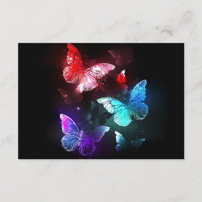 Three Glowing Butterflies on night background Advice Card (Front)