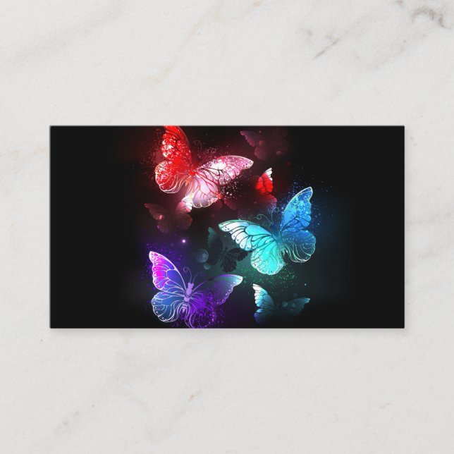 Three Glowing Butterflies on night background Advice Card (Front)