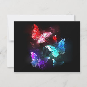 Three Glowing Butterflies on night background Announcement