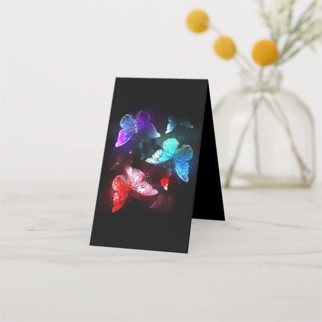 Three Glowing Butterflies on night background Appointment Card (Back)