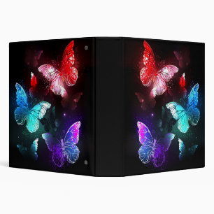 Three Glowing Butterflies on night background Binder