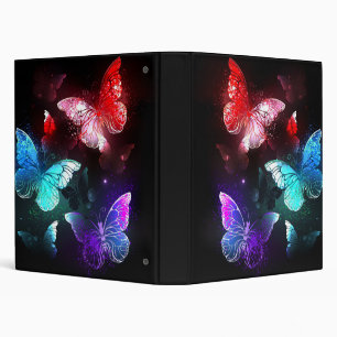 Three Glowing Butterflies on night background Binder