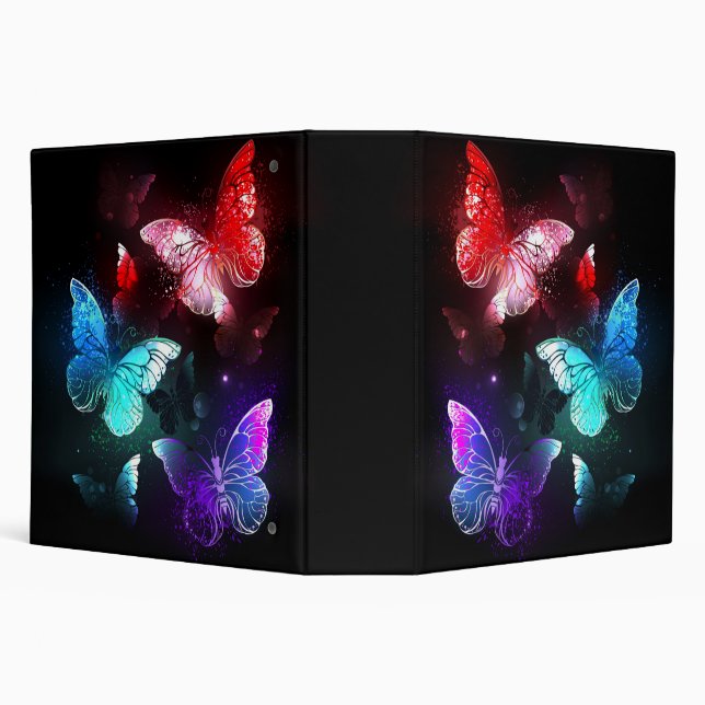 Three Glowing Butterflies on night background Binder (Background)