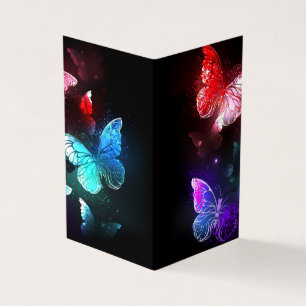 Three Glowing Butterflies on night background Business Card