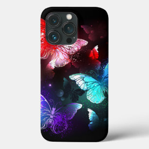 Three Glowing Butterflies on night background iPhone 13 Pro Case