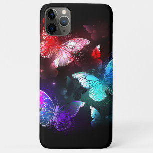Three Glowing Butterflies on night background iPhone 11 Pro Max Case