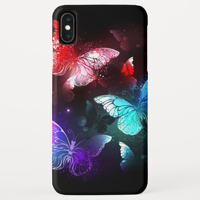 Three Glowing Butterflies on night background Case-Mate iPhone Case (Back)