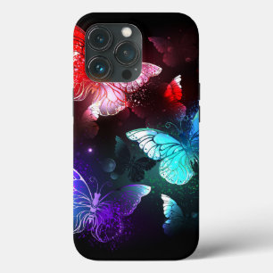 Three Glowing Butterflies on night background iPhone 13 Pro Case