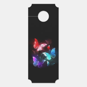 Three Glowing Butterflies on night background Door Hanger