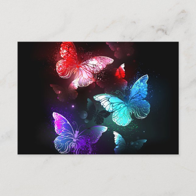 Three Glowing Butterflies on night background Enclosure Card (Front)