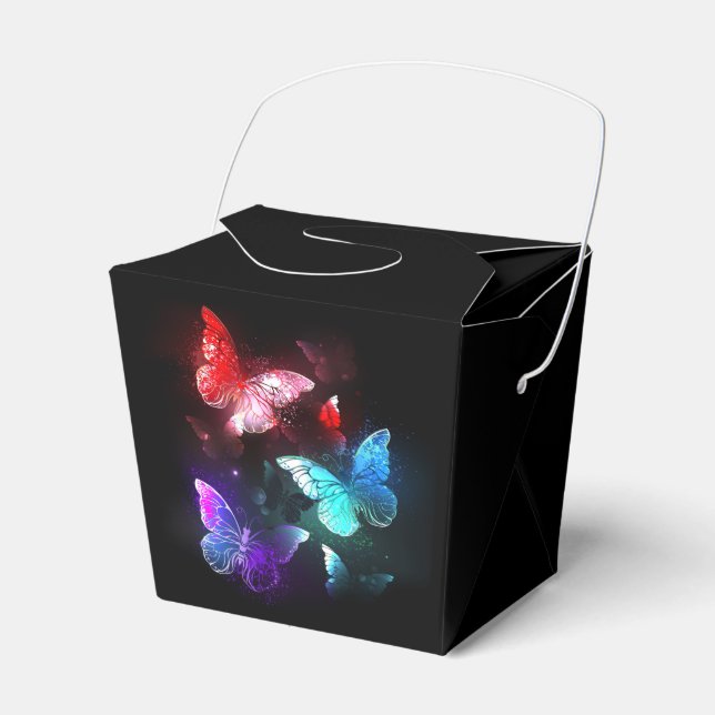 Three Glowing Butterflies on night background Favor Box (Front Side)