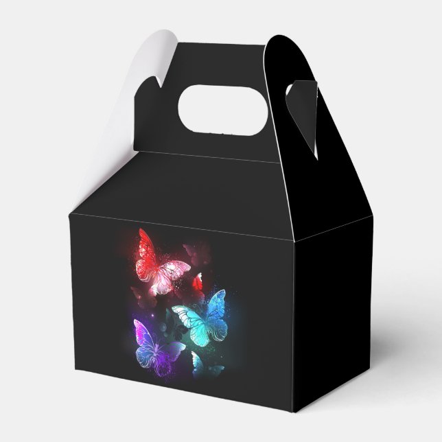 Three Glowing Butterflies on night background Favor Box (Front Side)